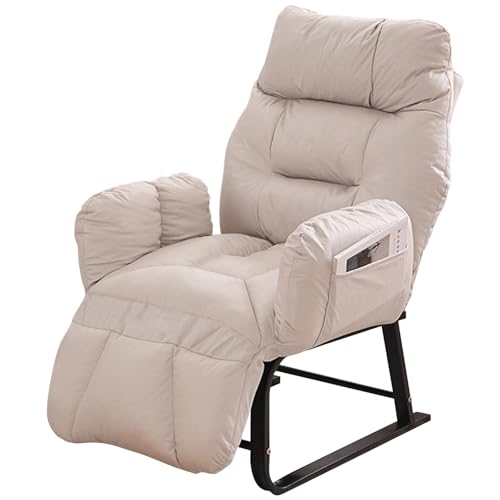 XSONGANG リクライニングチェア 一人掛け 寝れる 座椅子 ゴロ寝チェア ソファベッド 角度調整可能 フットレスト フラット可能 ベッド 幅58cm ふわふわ ハイバック コンパクト ソファー リビング リラックス 組立簡単 (ホワイト,フットレスト
