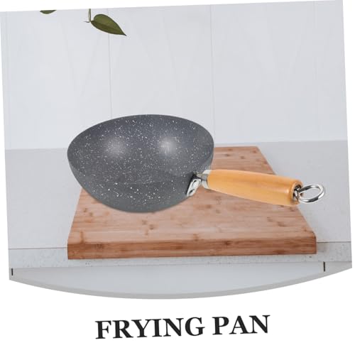 Wok pequeño de hierro inoxidable con mango cómodo miniatura 2