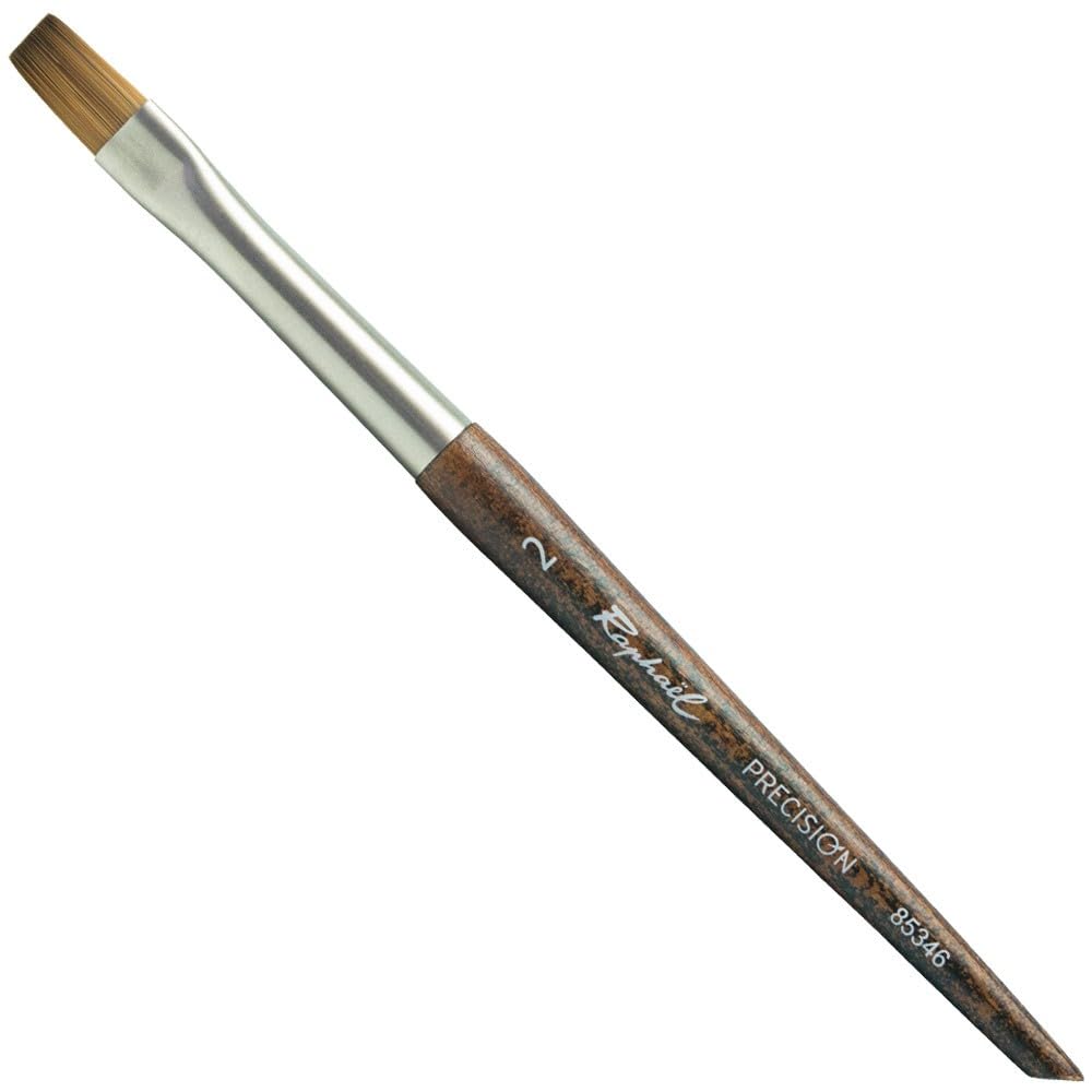 Raphael Precision 85346 Short Handle Mini Brush, Flat, 2, Natural