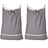 STORAGE MANIAC 2-Pack Durable Hanging Laundry Bag Over The Door Drawstring Laundry Hamper Hanging Zippered Laundry Bag Backpack (Extra Large- Dark Gray)