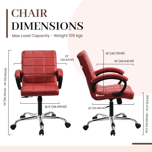 Image of GOYALSON Comfortable Revolving Office Chair Adjustable Swivel Chair with Padded Seat & Backrest for Home Office (2, Red, Standard)