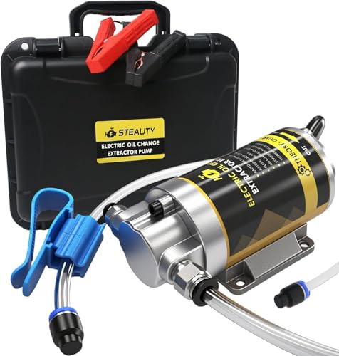 steauty 12V 100W Portable Oil Transfer Pump Set, 1-4L/min Oil Extractor Pump for Engine Oil, Gear Oil, Lubricating Oil, Electric Self-Priming Motor Oil Change Pump for Boat, Car, Truck and Lawnmower