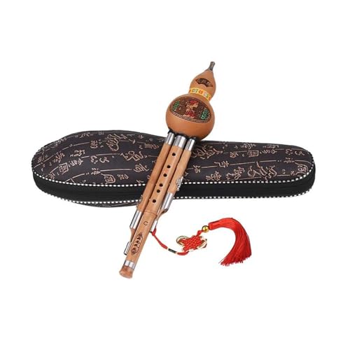 guCL[ Hulusi Cucurbit Flute Bottle Gourd Silk Bamboo Pipes With Chinese Knot Carry Case Fo