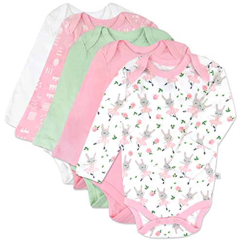 Image of HonestBaby Baby Girls' 5-pack Long Sleeve Bodysuits One-piece 100% Organic Cotton for Infant Baby Girls', Unisex