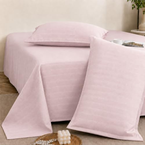 Image of Cortina Cloud Cotton King Size Bedsheet with 2 Pillow Covers | Super Soft, Breathable & Skin-Friendly Bedsheet for Double Bed King Size with Solid Design | (270x250 cm) (Pink, King)