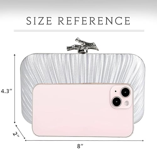 Image of Gold Clutch Purses for Women, Branch Clasp Pleated Evening Bag, Wedding Handbag for Prom, Cocktail & Formal Events