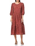 SELECTED FEMME Damen SLFVIOLE 3/4 MIDI Dress B NOOS Kleid, Chili Oil/AOP:Flower AOP, 36