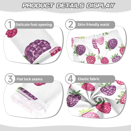 Watercolor Berry Raspberry Kids Baby Girls Cotton Pants Stretchy Full Length Dance Pants Running3