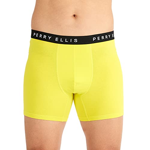 Perry Ellis mens Perry Ellis Men's Cotton Stretch Boxer Briefs, Tagless, No Roll Waistband, 5 Pack