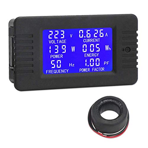 AUTENS AC Digital Meter AC 80-260V 100A Current Voltage Power Energy Panel Monitor (AC 100A Meter with Coil CT)