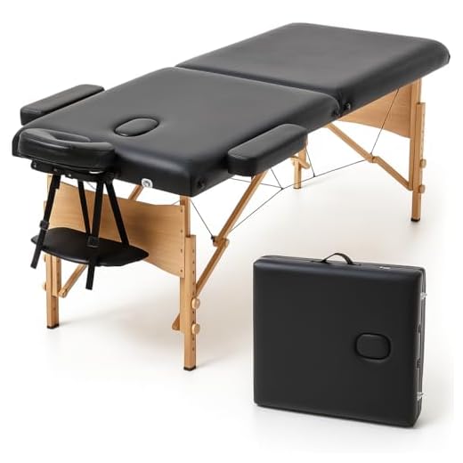 T-LOVENDO.ES Camilla de Masaje Plegable portátil Ligera Profesional | 2 cuerpos con Altura Ajustable | Acolchado Espuma Alta Densidad | Estructura Madera | Soporta hasta 200kg