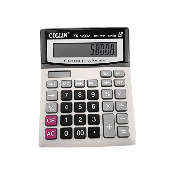 Desk Calculator, 12-Digit Solar Battery Office Calculator with Large LCD Display Big Sensitive Button, Dual Power Desktop Calculators