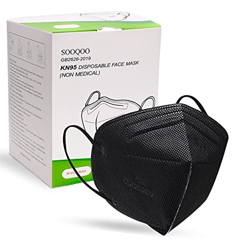 Image of SOOQOO 50 Pcs KN95 Face Maks for Audlts (Black)