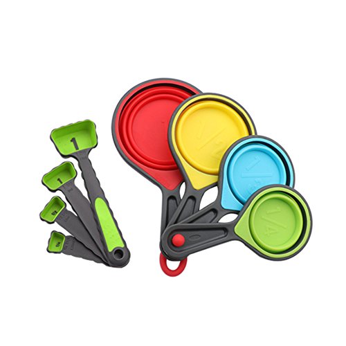AOXIANG Kitchen Measuring Tool 8pcs/Set Collapsible Silicone Powder And Liquid Measuring Spoons Bakeware