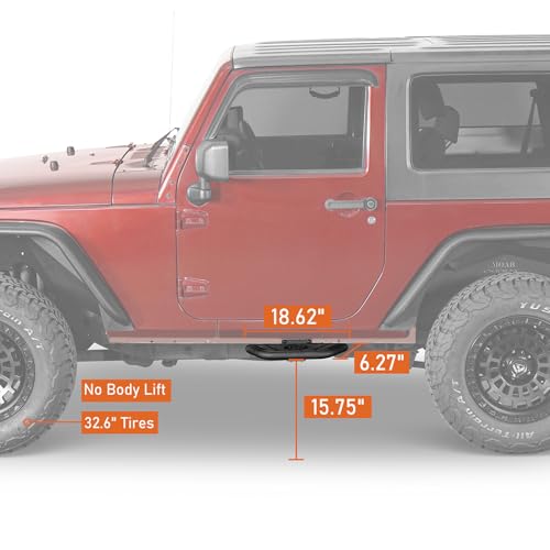 Estribos laterales 2 puertas para Jeep Wrangler JK miniatura 3