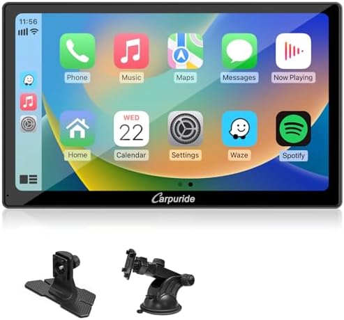 CARPURIDE 9 Inch Car Play Screen for Car, Compatible with Wireless/Wired Apple CarPlay, Android Auto and Mirror Link - Bluetooth Audio, Navigation,Siri, FM, AUX