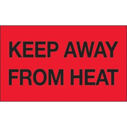 Tape Logic 3 x 5 - Keep Away from Heat (Fluorescent Red) Labels