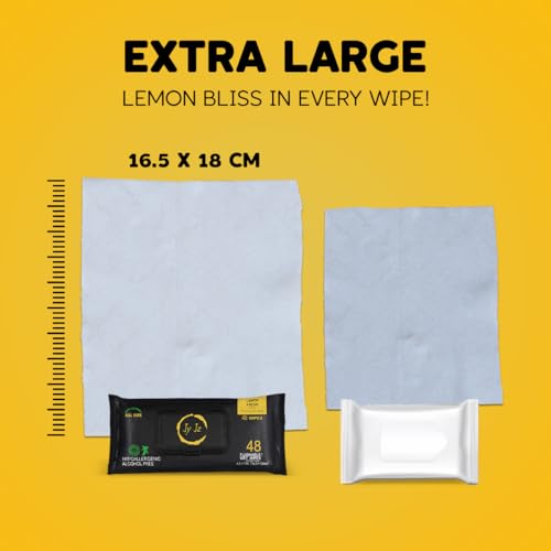 Image of Flushable Wet Wipes, 6 Pack (288 Wipes), New & Improved Lemon Fresh, Disposable, Biodegradable, XL, Aloe & Vitamin-E, Marine Life Friendly, Utterly Smooth, Bespoke Freshness, Irresistible!