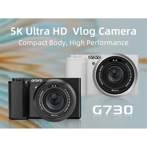 ORDRO G730 5K 64MP HD Vlog Micro Single Camera, 12X Optical Zoom Vlogging Camcorder with 3.2" IPS touch Flip Screen, WDR - Image 2