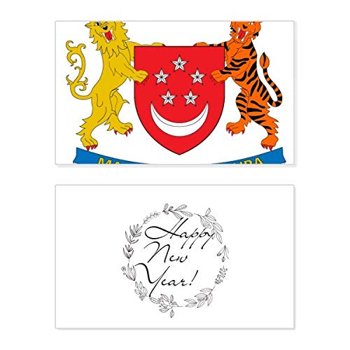Tarjeta conmemorativa de Año Nuevo con el emblema de Singapur para coleccionismo internacional