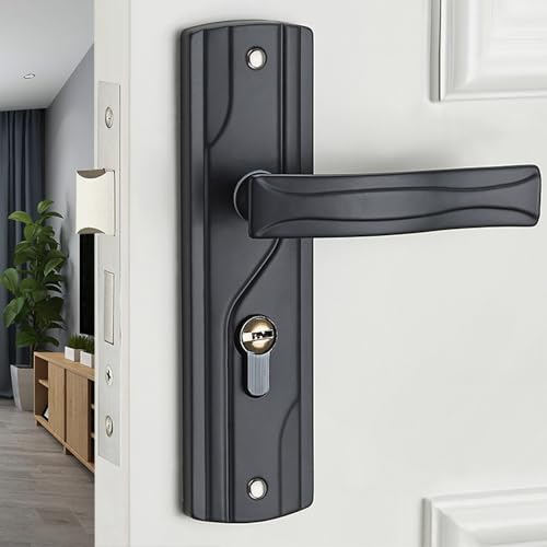 Tomotato Cerradura de Manija de Puerta con Llaves, Juego de Cerradura de Palanca Cerradura de Entrada con Llave de Acero de Manganeso para Puerta Interior Exterior de Baño de Dormitorio