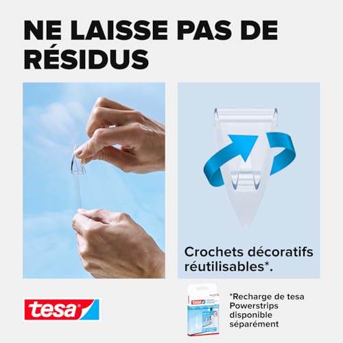 tesa 3x crochets adhésifs pour le verre capacité de rétention de 0 2kg détachables sans trace & - vue 7