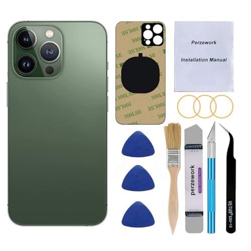 Perzework OEM Rear Cover Back Glass Replacement for iPhone 13 pro max 6.7 inch (Alpine Green) All Carriers with Pre-Installed Adhesive and Professional Repair Tool Kits