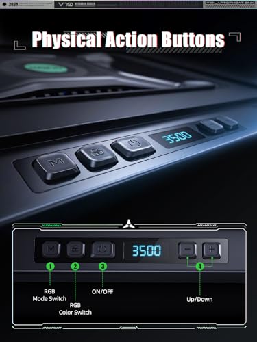 llano V10 Gaming Laptop Cooling Pad, RGB Laptop Cooler Stand with Powerful 4.72 Inch External Turbo Cooling Fan, Fast Cooling Computer 13-17.3in, Button Control, 3 Adjustable Stand, 4-Port USB C&A - Image 5