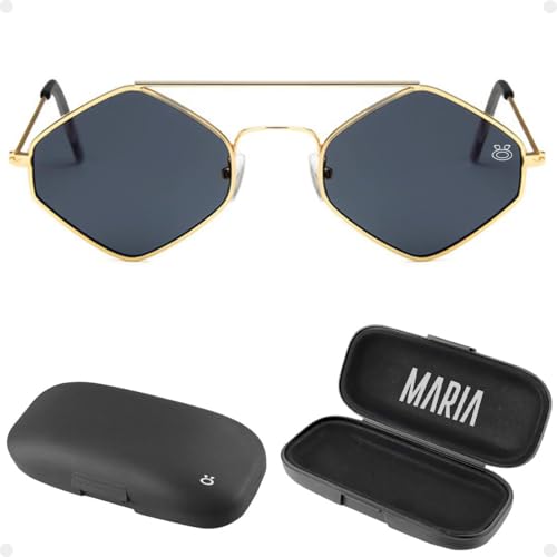 Óculos Sol Feminino Proteção UV Aço Metal Losango + Case Qualidade Premium Moda Verão Praia Maria