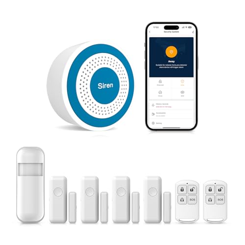 PGST Allarme casa, Wifi Sistema di Allarme Senza fili, Antifurto Allarme per con APP, Allarme casa, Sensori Finestra, Telecomandi, per Appartamento, Garage, Ufficio, Lavora con Alexa, Google