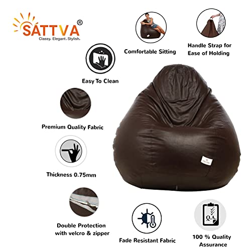 Image of Sattva Classic Bean Bag Cover (Without Beans) XL Size - Brown