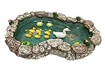 GlitZGlam Estanque de Patos - Pata Madre y Patitos...: Preciosos y tiernos patitos que nadan siguiendo a su madre en esta hermosa y pintoresca escena. Completa el escenario con el agua, las flores de loto, los nenúfares y una graciosa ranita. ¿Acaso puede haber un mejor lugar para tus hadas de jardín. Es...