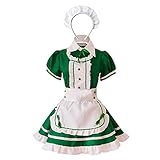 Wraith of East Adult Maid Costume Cute Girl Lolita Cosplay Outfit Halloween Costumes Women Fancy Dress Apron with Headwear (L, Green)