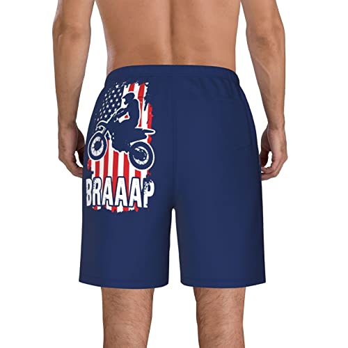 USA Flag Dirtbike Motocross Men's Beach Shorts Board Trunks Classic Bathing Suits Quick Dry Boxer Briefs3