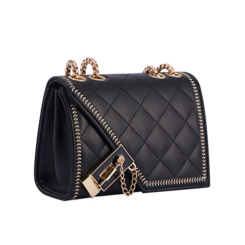 Aiqudou Quilted Leather Crossbody Bag for Women