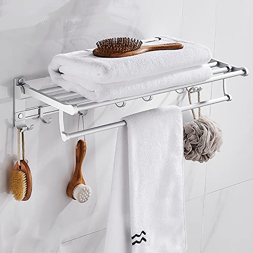 Porte-serviettes mural en aluminium spatial mat avec crochets mobiles pour douche