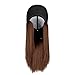 Hairstyle Baseball Cap for Girls Women Attached Straight Wig Adjustable Fashion Vintage Curved Brim Trucker Hats Daily Use Trekking Backpacking Dad Caps