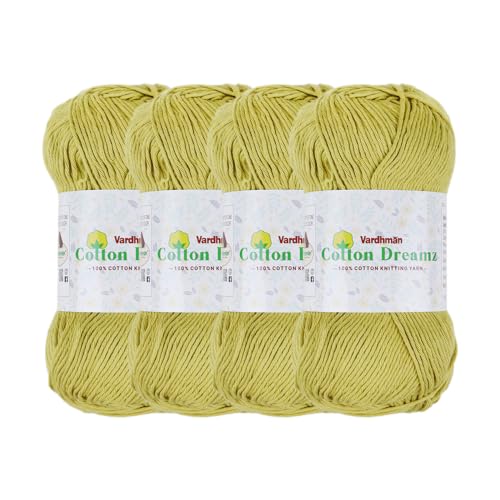 Image of Vardhman 100% Cotton Dreamz Light Weight Natural Thin Yarn | Pack-4 100g