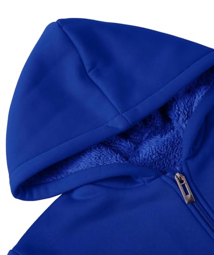 Little Beauty Men Winter Hoodies Full Zipper Sweashirts Fleece Sherpa Lined Wool Heavyweight Jacket Royal Blue4