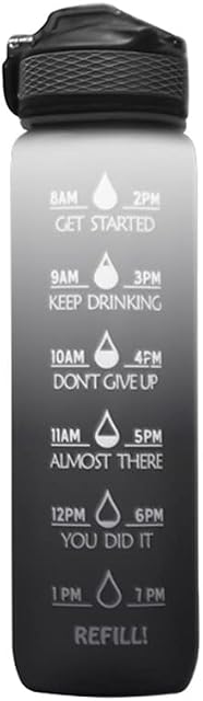 Snewvie Water Bottle, 1L Motivational Water bottle with Straw, Leak-Proof, Tritan BPA-Free, Time Marker, for School, Gym, Outdoor Sports