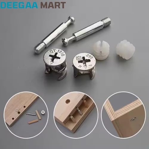 Image of Furniture Cam Screws Connector, Minifix Cam Fitting,Metal Cam Lock Nuts for Cabinet Drawer Dresser and Wardrobe Furniture,Minifix Furniture fitting Screw 20 Nos