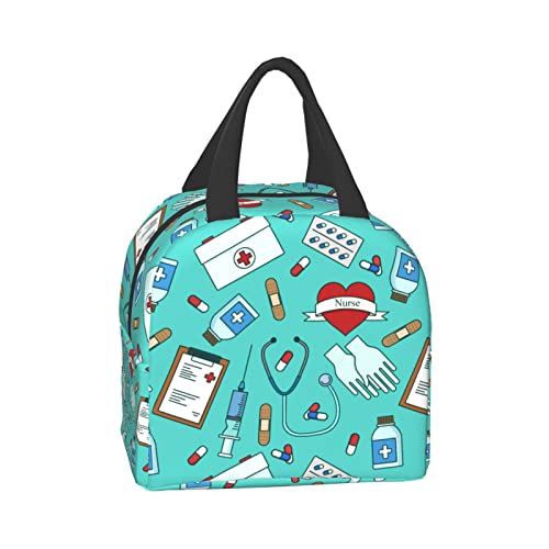 Nurse Medical Theme Insulated Kids Lunch Bag,Nurses Day Gifts Reusable Cooler Lunch Tote for Men & Women Girls Camping/Hiking/Picnic/Beach/Travel - Image 5