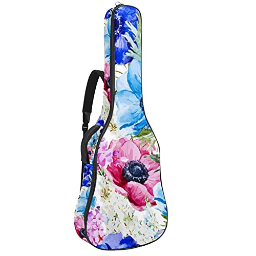 Housse guitare classique blanche florale zippée et étanche