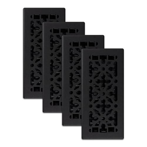 Decor Grates AGH410-BLK Gothic Floor Register, Textured Black, 4x10 Inches