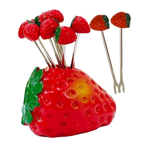 Weqizuerqi Tenedor Para Fruta - Tenedores Bonitos Acero Inoxidable - 10 Piezas Reutilizables Utensilios de Cocina con Soporte para Postres y Ensaladas