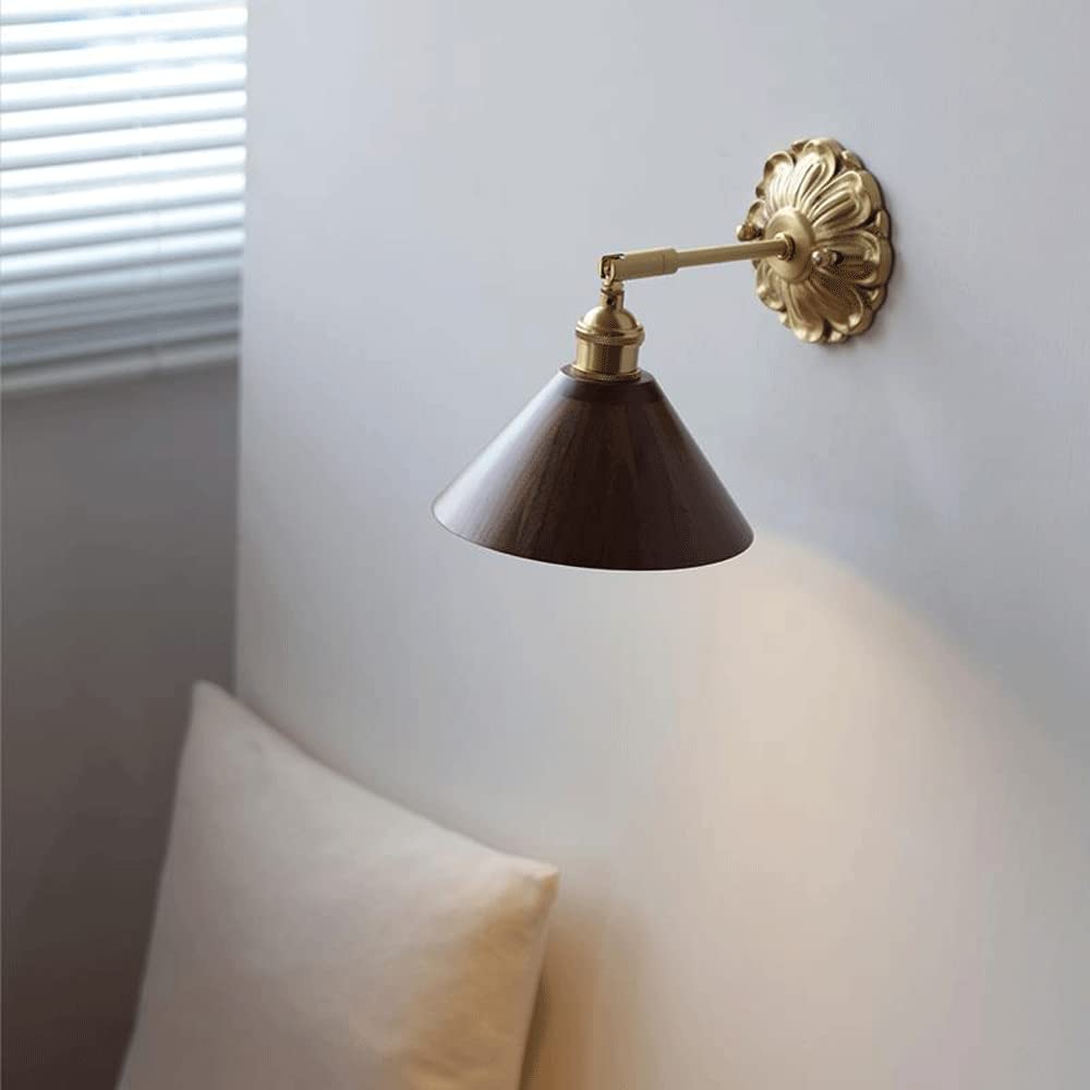 Regulowana lampa ścienna z czarnego orzecha włoskiego, styl industrialny, sypialnia, łazienka, umywalka, przedpokój, salon (B)