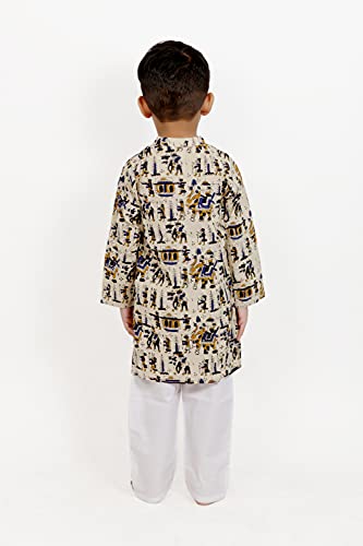 Image of Baby Boys Ethnic Wear | Handloom Cotton Kurta Pajama Set for Festivals | Comfortable & Stylish Traditional Kids Kurta Pyjama Set
