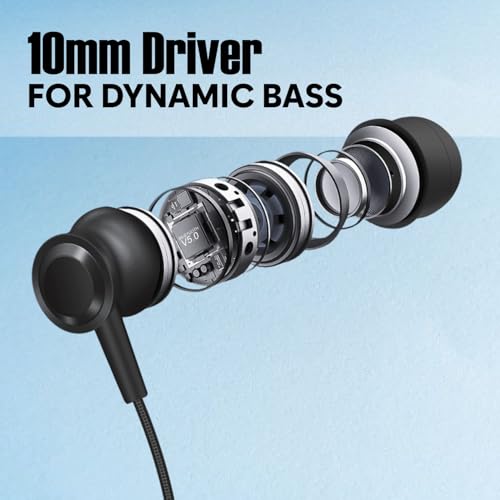 Image of TP TROOPS Wireless in-Ear Neckband Bluetooth In Ear Earphones with 10mm Drivers, Rich Music Experience, 50 Hours Playtime, Type C Fast Charging, Neckband Earphones with Voice Assistant (Black)