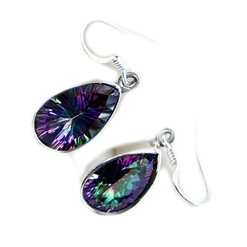 Boucles d'oreilles quartz mystique en argent massif faites main - 4