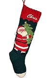 Christmas Stocking Personalized Hand Knit Vintage Santa Stocking